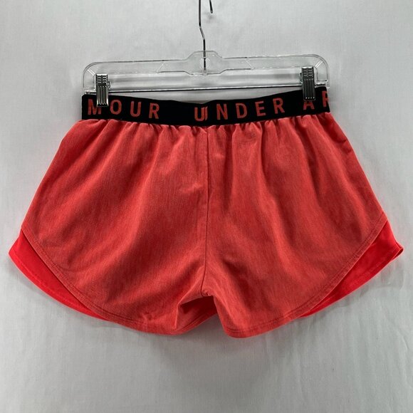 Under Armour Play Up 3.0 Shorts Womens S Activewear Running Elastic Waist Orange - Picture 2 of 10